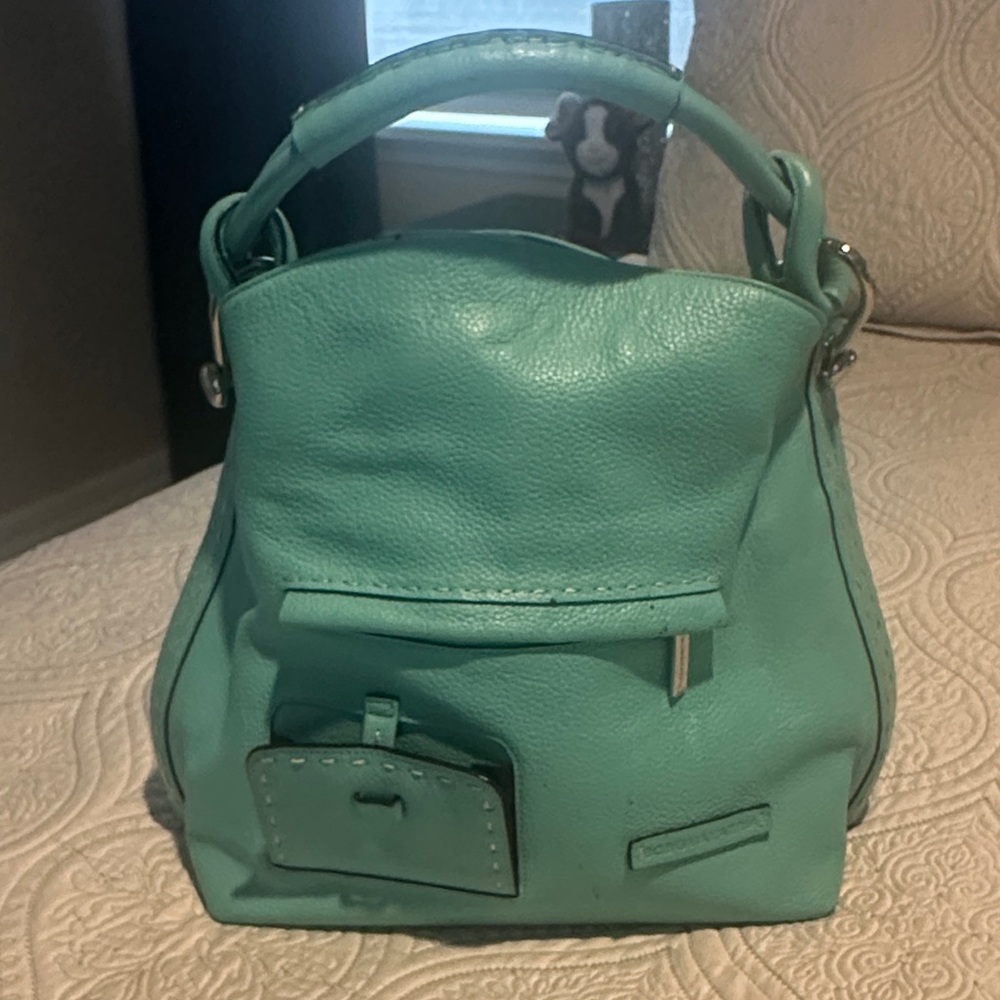 BCBGMaxAzria Turquoise Leather Top-Handle Shoulder Bag